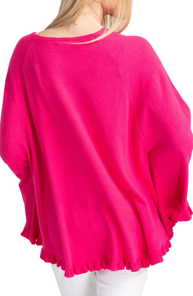 SAACHI Talia Ruffle Trim Poncho, Alternate, color, Fuchsia