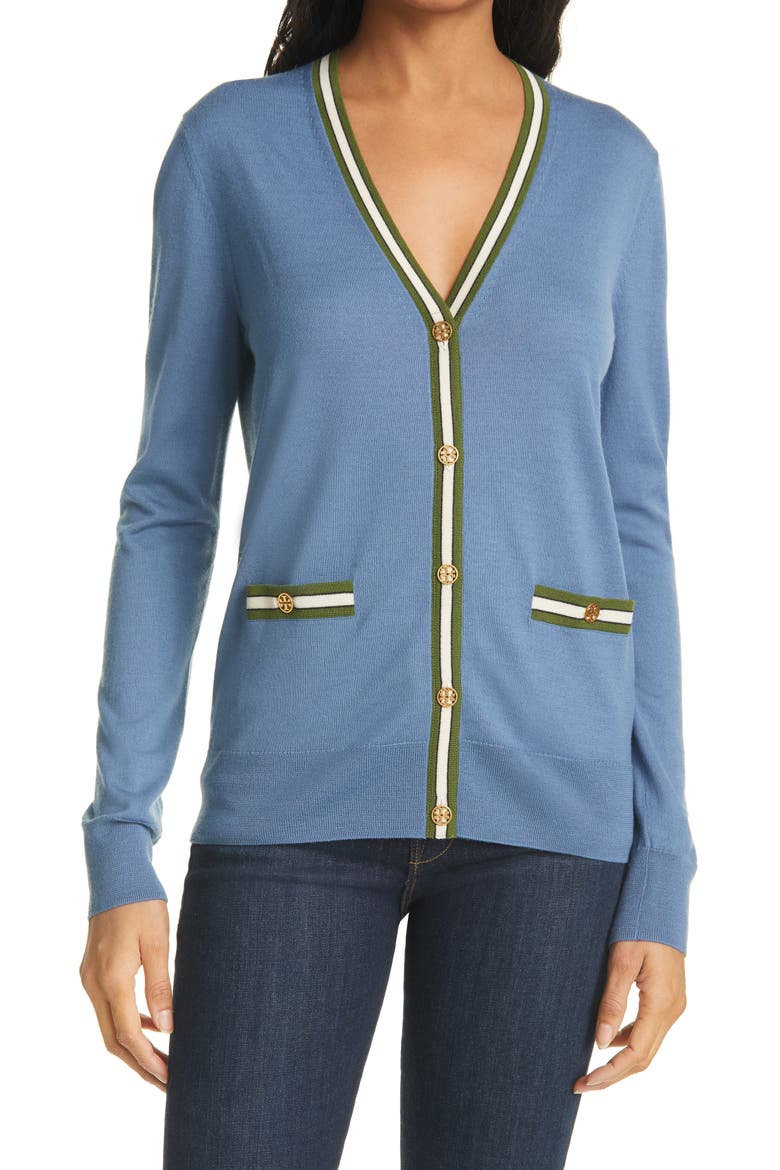 Madeline Cardigan (Nordstrom Exclusive), Main, color, SHADOW BLUE / BRISTOL GREEN