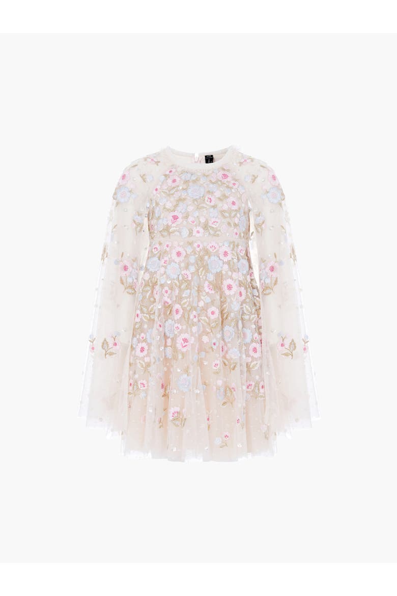 Ethereal Blooms Cape Kids Dress, Alternate, color, Cream/Multi