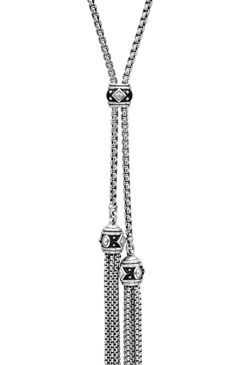 Renaissance Tassel Necklace with Diamonds in Silver, Alternate, color, DIAMOND