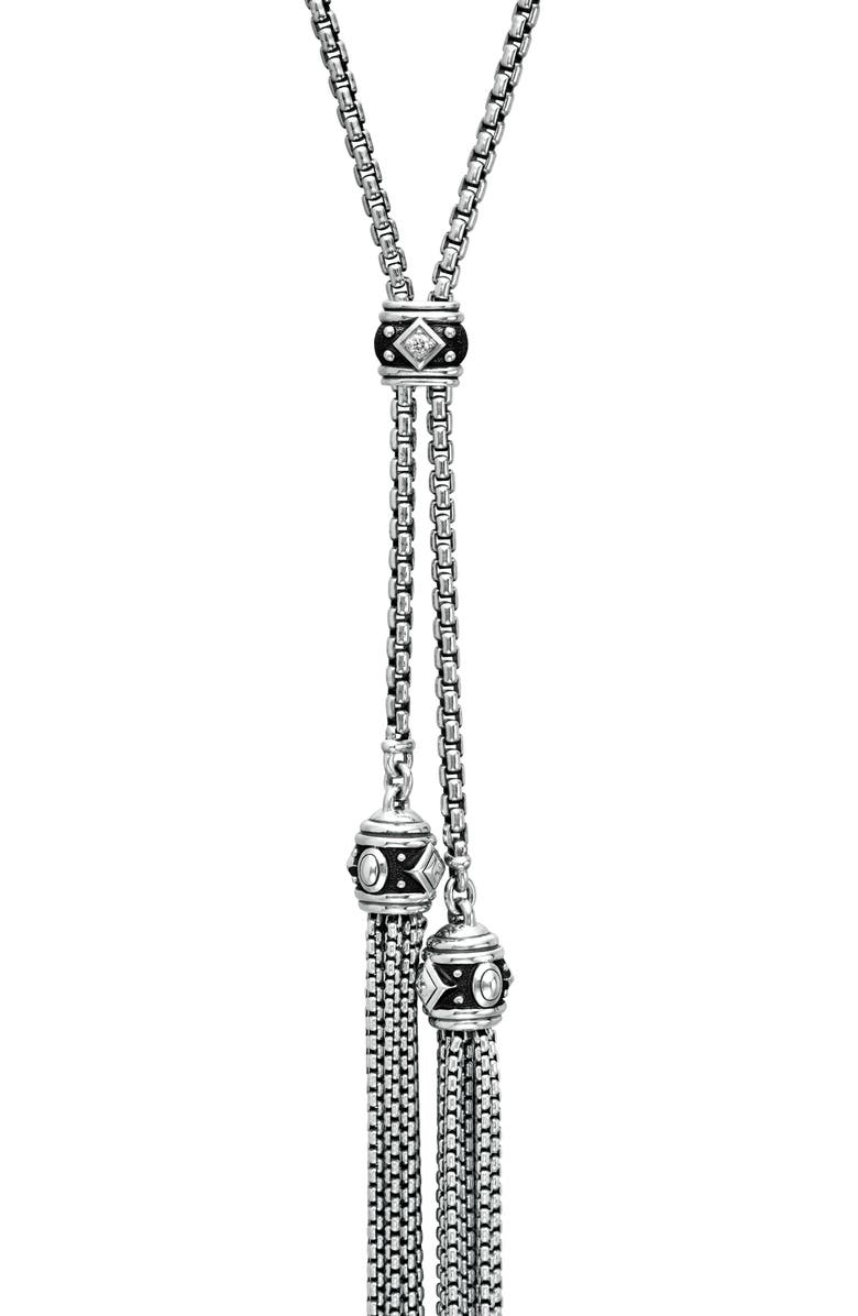 David Yurman Renaissance Tassel Necklace with Diamonds in Silver, Alternate, color, 