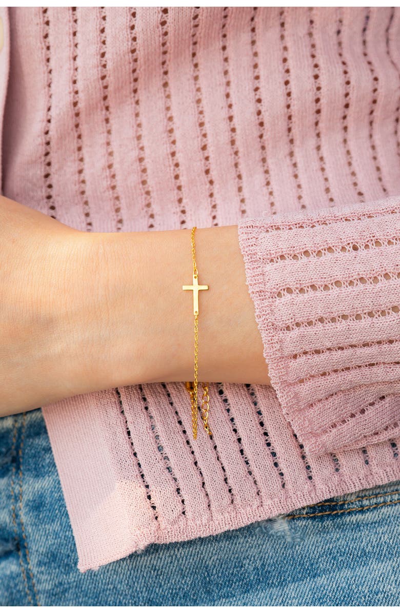 Mint & Lily Cross Charm Bracelet, Alternate, color, 925 Sterling Silver