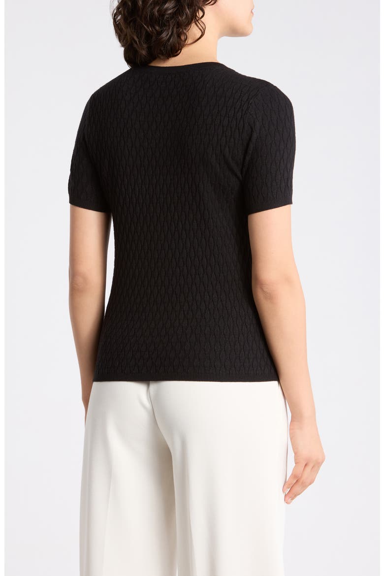 Textured Short Sleeve Sweater, Alternate, color, BLACK