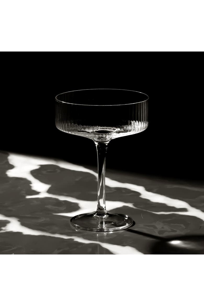 Clear Ribbed Martini Coupe Glass 9.5oz - Set of 6, Alternate, color, Clear