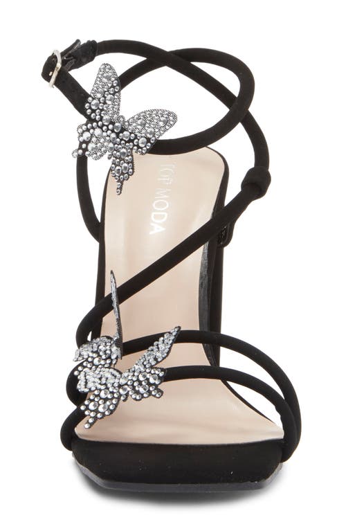 Top Guy Shoes Agatha Butterfly Block Heel Sandal In Black Nubuck