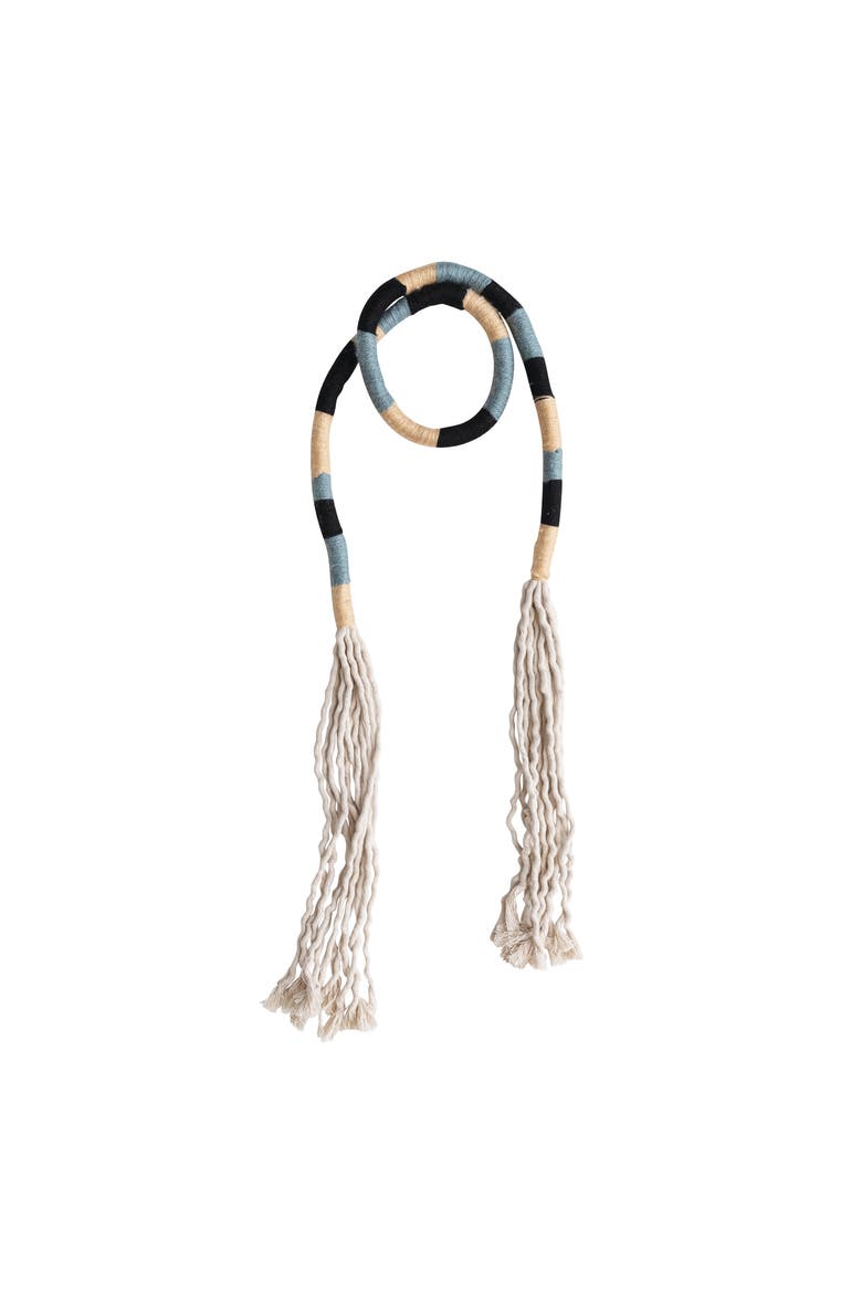 72 Inches Cotton and Wool Garland with Tassels, Main, color, Beige