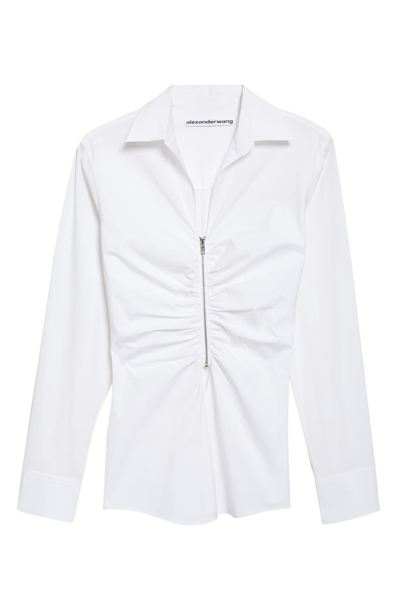 Alexander Wang Ruched Knit Zip Top, Alternate, color, White