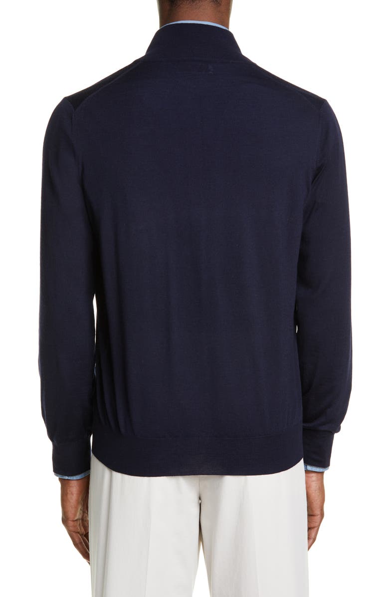Brunello Cucinelli Fine Gauge Wool & Cashmere Zip Cardigan, Alternate, color,