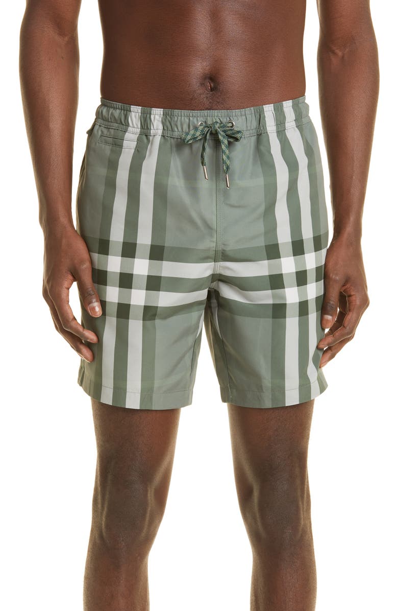 Burberry Men's Martin Check Swim Trunks, Main, color, 