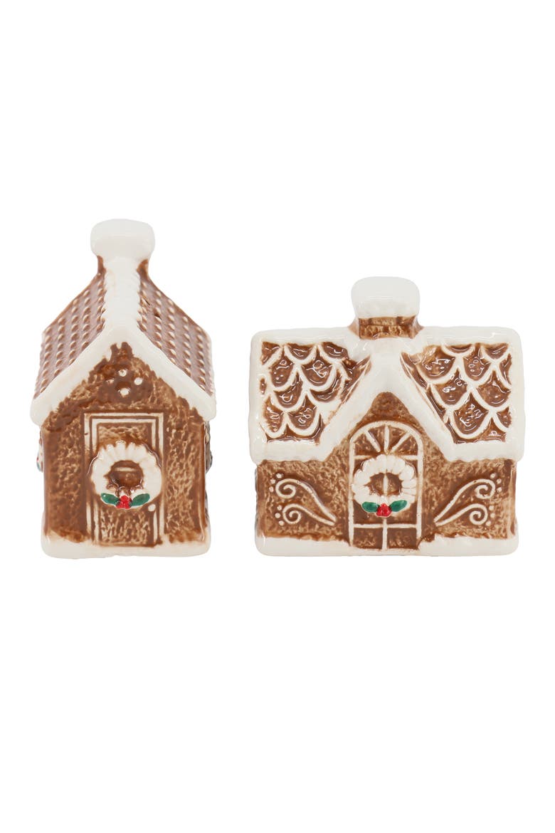 Ceramic Gingerbread House Salt and Pepper Shaker Set, Alternate, color, Brown