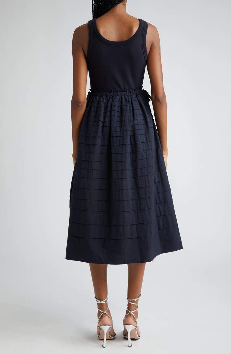 Cinq à Sept Akira Mixed Media Stretch Cotton Tank Dress, Alternate, color, Navy