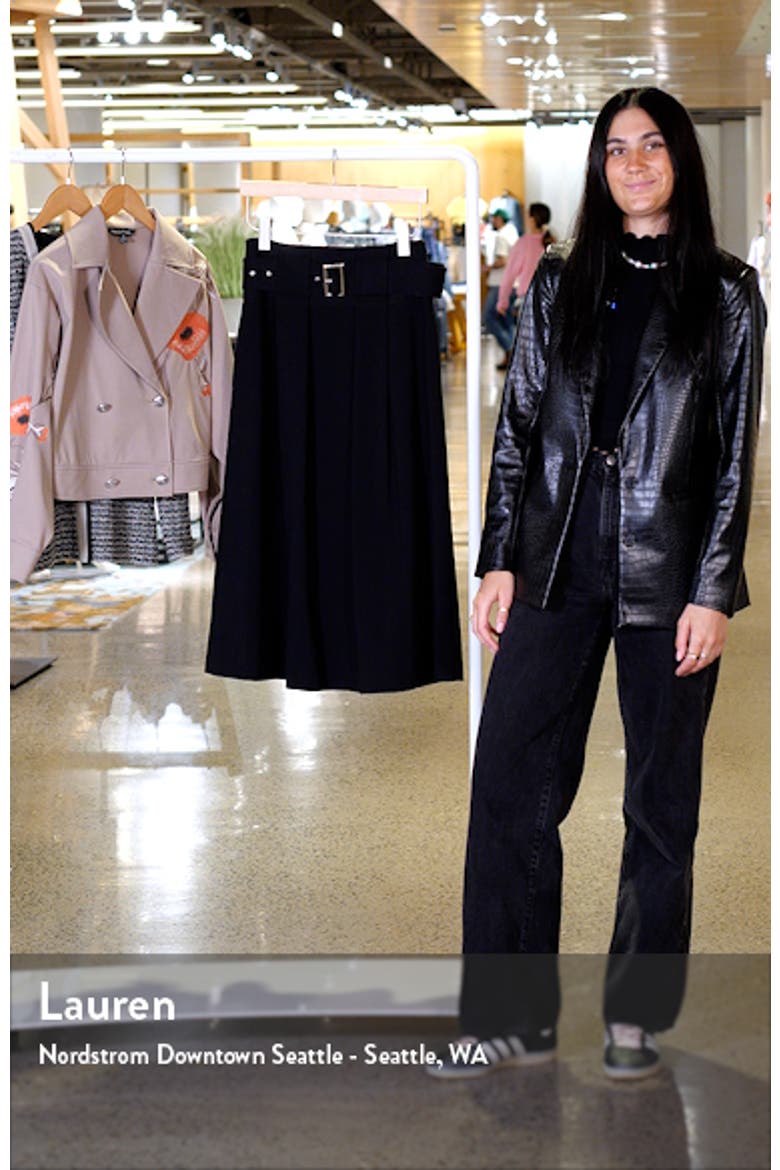 Pleated Belted A-Line Midi Skirt video