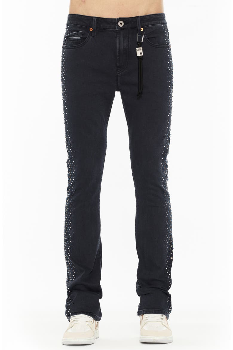 Premium Lenny B Crystal Embellished Bootcut Jeans, Main, color, NOIR