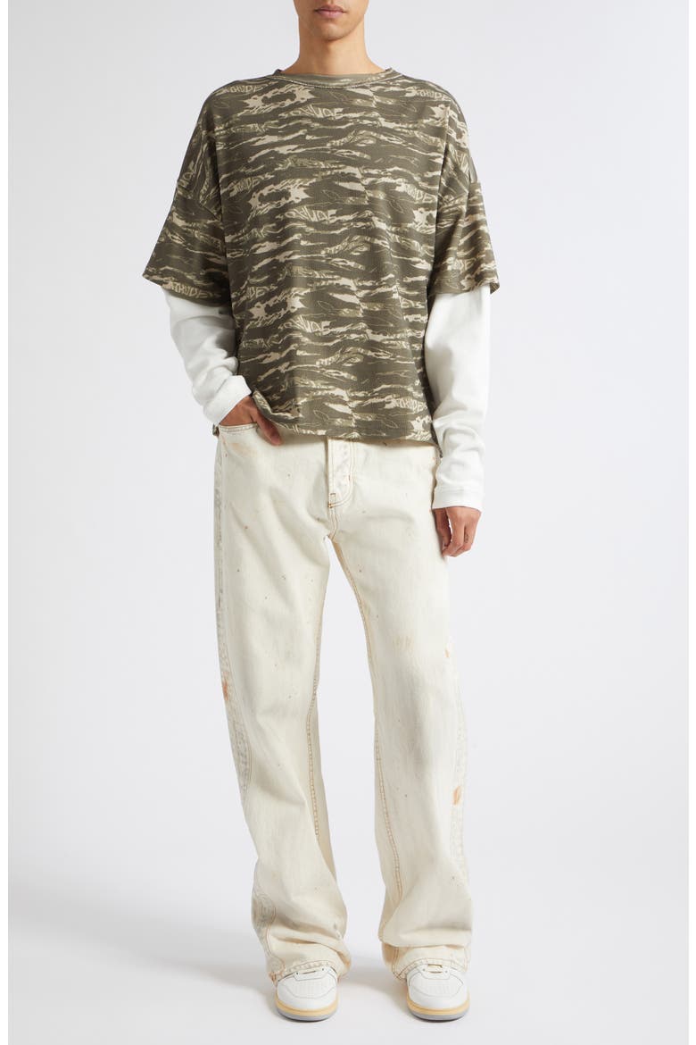 Tiger Camo Double Layer T-shirt, Alternate, color, CAMO/ WHITE