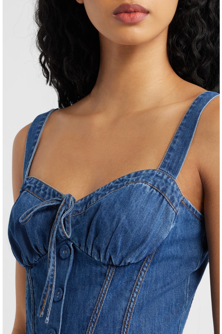 Sweetheart Neck Denim Dress, Alternate, color, MEDIUM INDIGO
