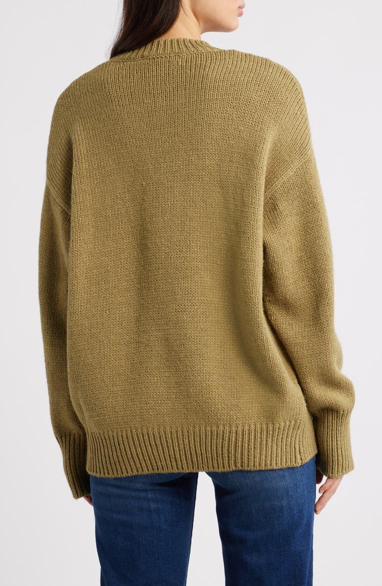 MANGO Oversize Chunky Sweater, Alternate, color, Olive Green