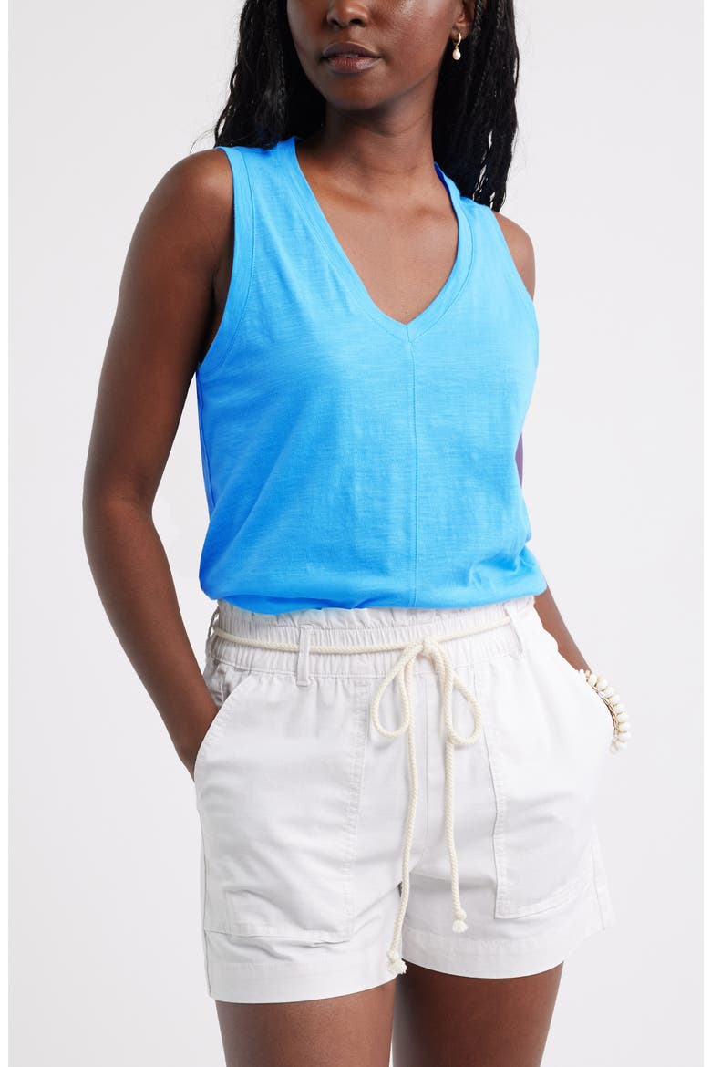 Cotton Blend Slub Swing Tank, Main, color, BLUE MAYA