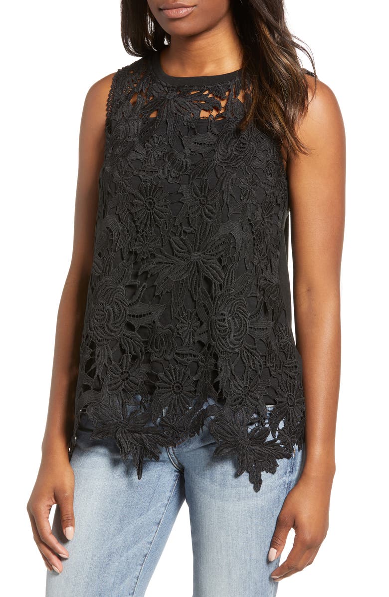 Everleigh Lace Front Sleeveless Top, Main, color, 
