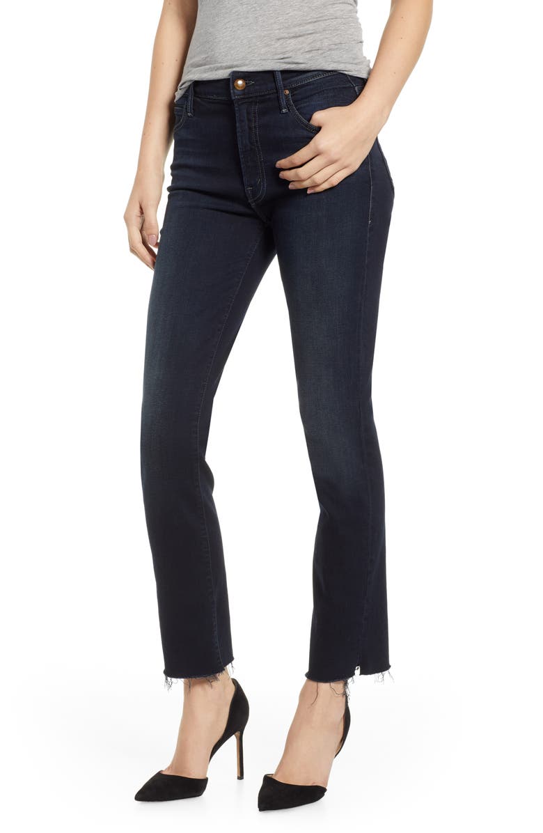 MOTHER The Rascal Raw Hem High Waist Ankle Snippet Jeans, Main, color, 