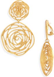 Karine Sultan Oversize Rose Cutout Drop Clip Earrings