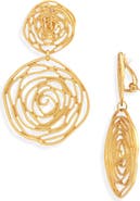 Karine Sultan Oversize Rose Cutout Drop Clip Earrings