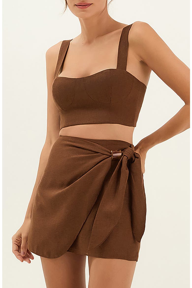 Valleta Linen Blend Cover-Up Top, Main, color, BROWN