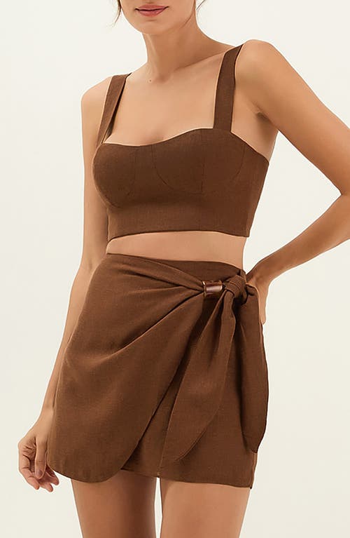 Vix Paula Hermanny Valleta Linen Blend Cover-up Top In Brown