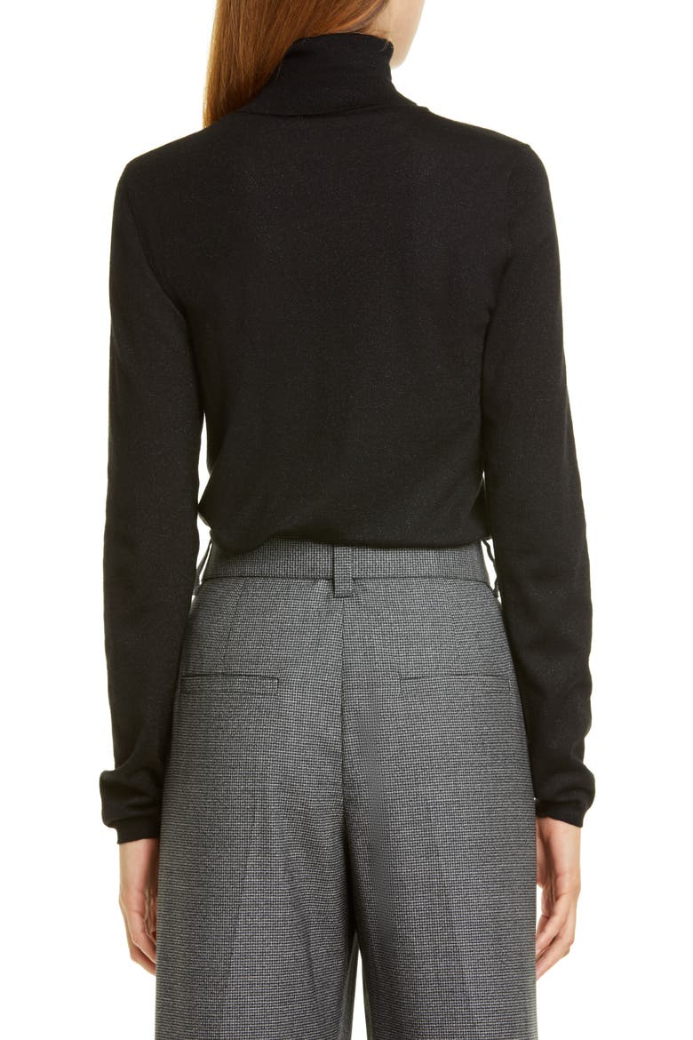 Metallic Turtleneck Sweater, Alternate, color, BLACK