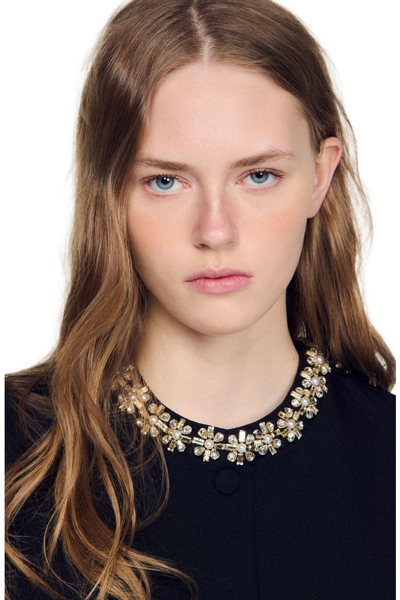 Jacket with jewelled neckline, Alternate, color, Black