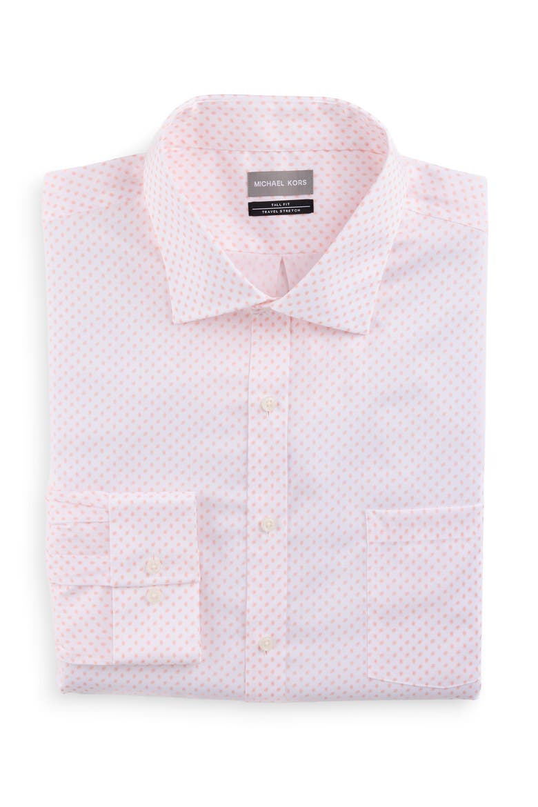 Big & Tall Mini Geometric Print Performance Dress Shirt, Main, color, DUSTY PEACH