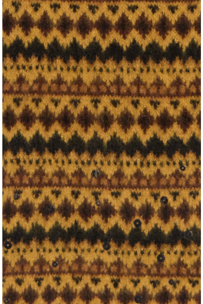 Sequin Overlay Fair Isle Scarf, Alternate, color, CHOCOLATE