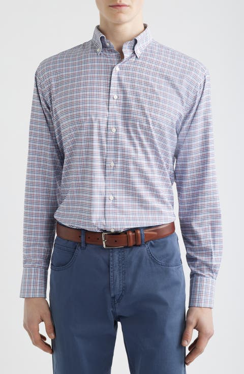 Wayne Performance Plaid Button Down Sport Shirt