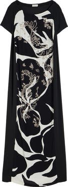Dries Van Noten Giant Floral Print Crystal Embellished Dress