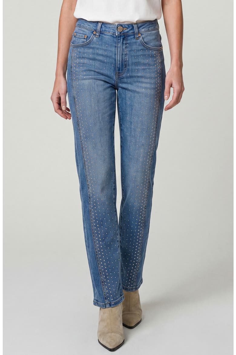 Kennedy Stud Ankle Straight Leg Jeans, Main, color, SUNFLARE