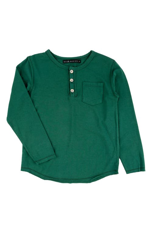 Miki Miette Kids' Buzz Long Sleeve Pocket Henley in Rainforest 