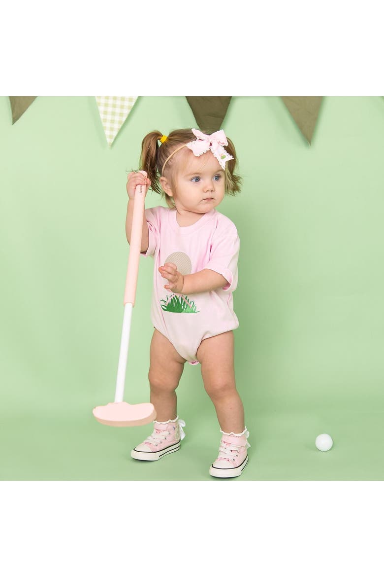 Golf Tee Embroidered Lace Bow Baby Headband, Alternate, color, Pink