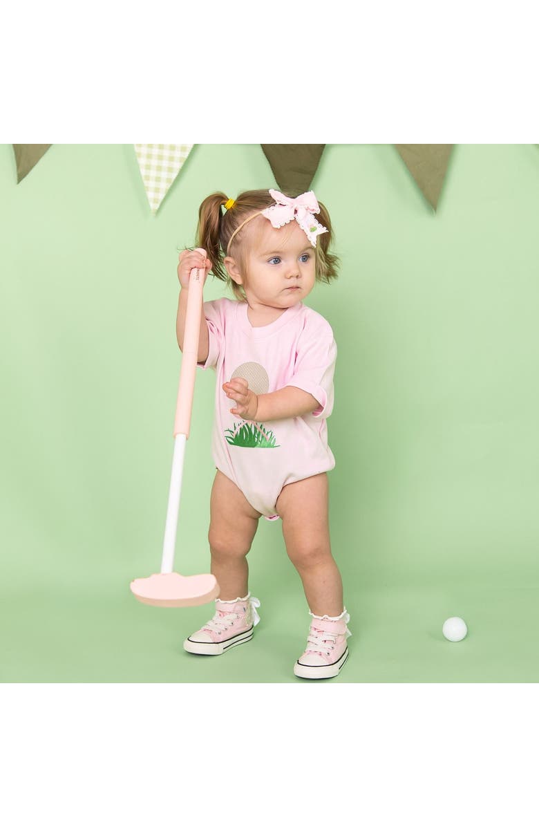 Sweet Wink Golf Tee Embroidered Lace Bow Baby Headband, Alternate, color, Pink