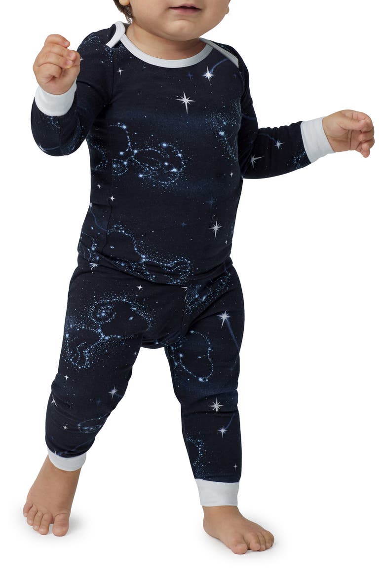 x Peanuts® Boo Boo Fitted Stretch Organic Cotton Two-Piece Pajamas, Alternate, color, CELESTIAL SNOOPY