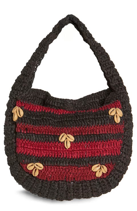Belize Shell Raffia Shoulder Bag