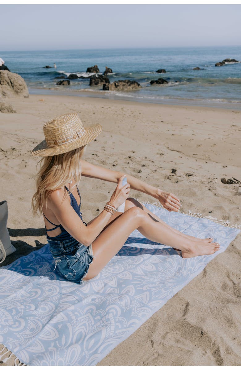 InfuseZen Mandala Organic Turkish Towel, Alternate, color, Light Blue