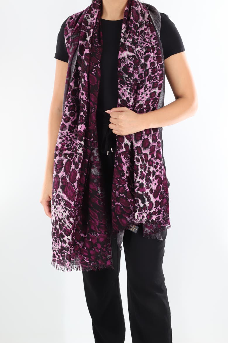 Animal Print Scarf, Main, color, Amethyst