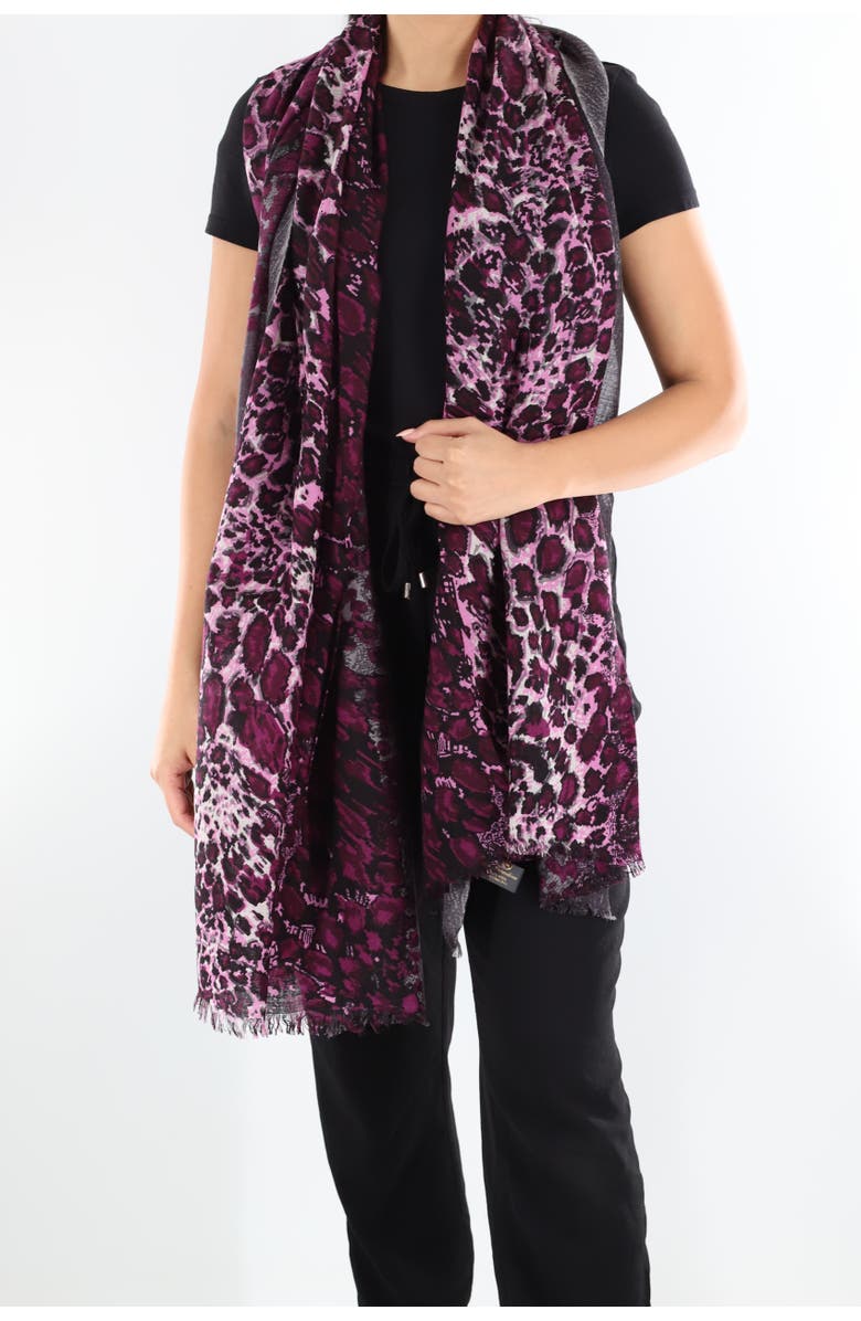 La Fiorentina Animal Print Scarf, Main, color, Amethyst