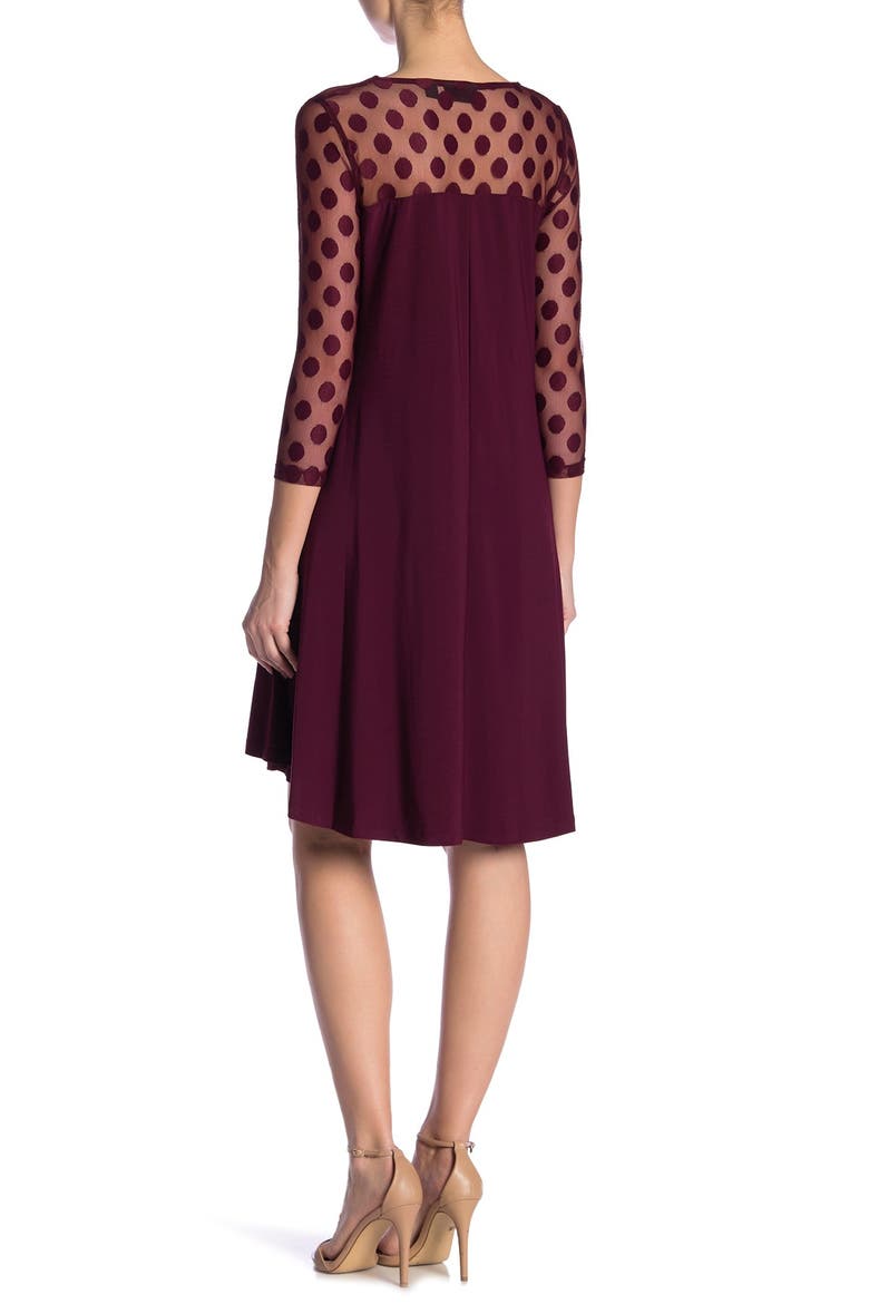 Illusion High-Low Swing Dress, Alternate, color, DEEP WINE