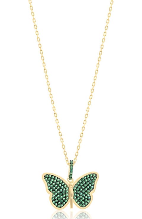 Pavé Butterfly Pendant Necklace