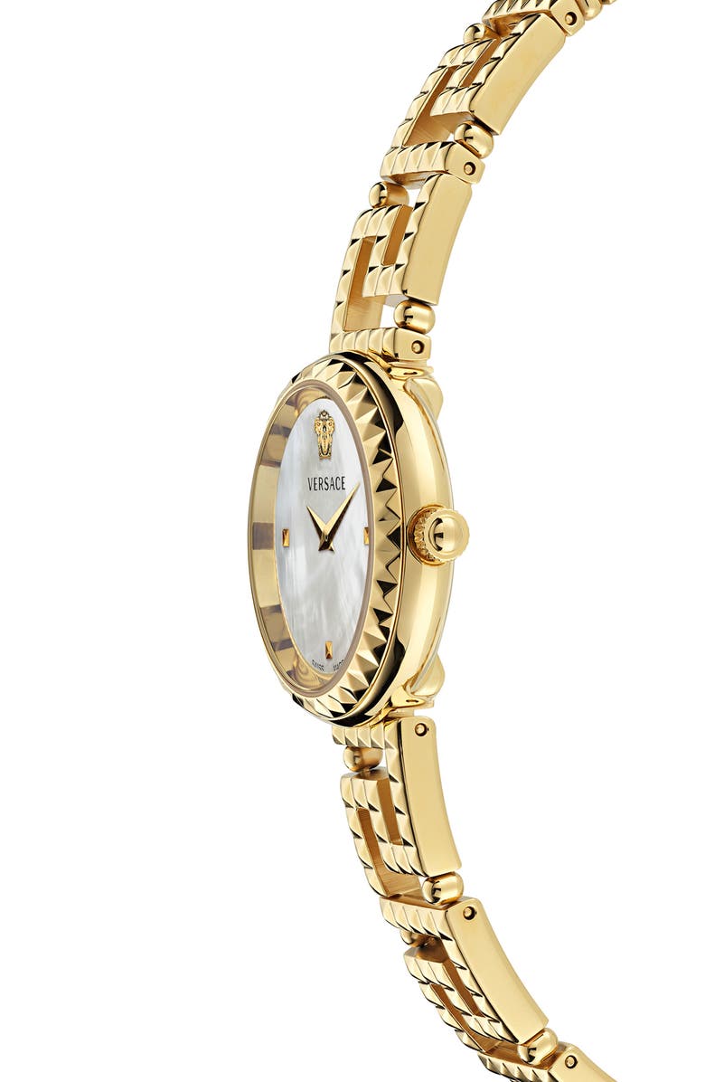 Versace Greca Goddess Mother-of-Pearl Bracelet Watch, 28mm, Alternate, color,