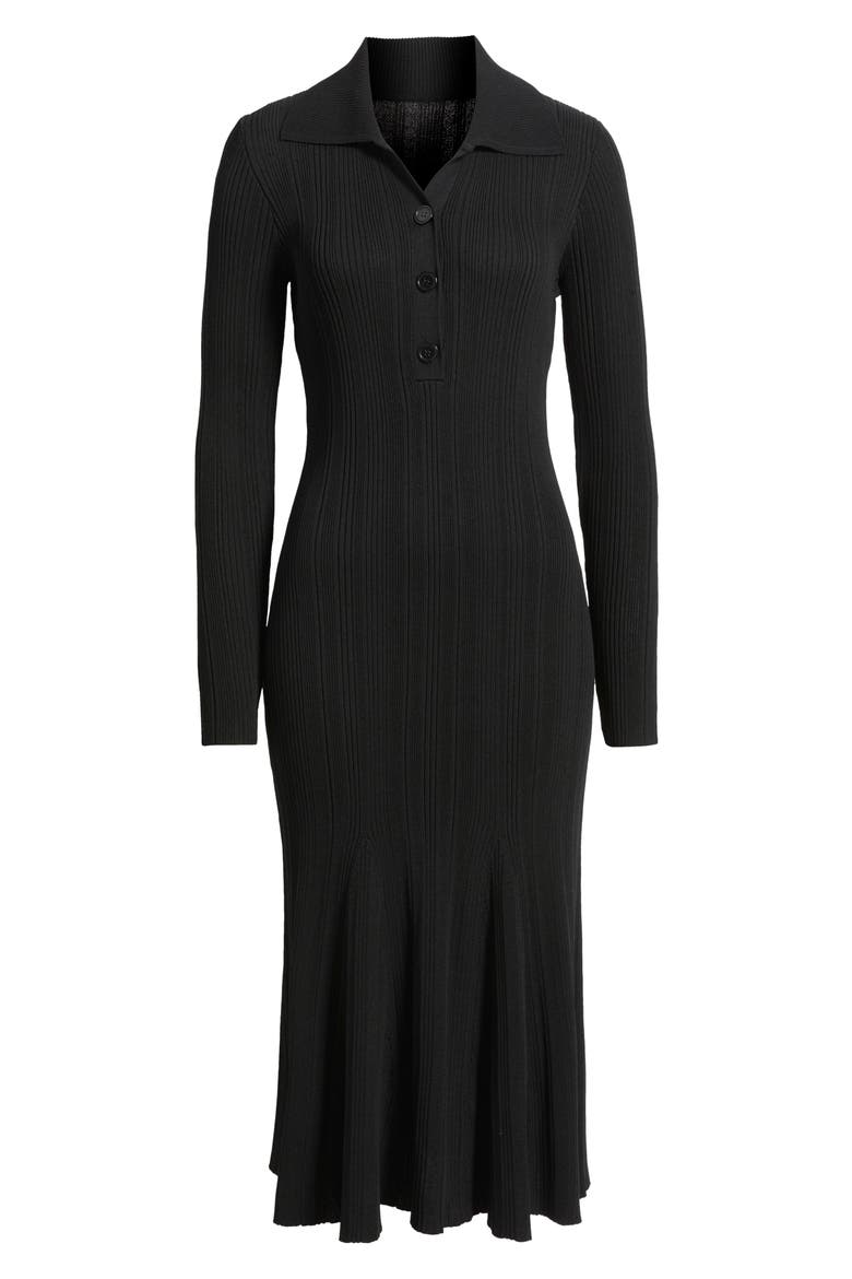 Variegated Rib Long Sleeve Midi Sweater Dress, Alternate, color, BLACK
