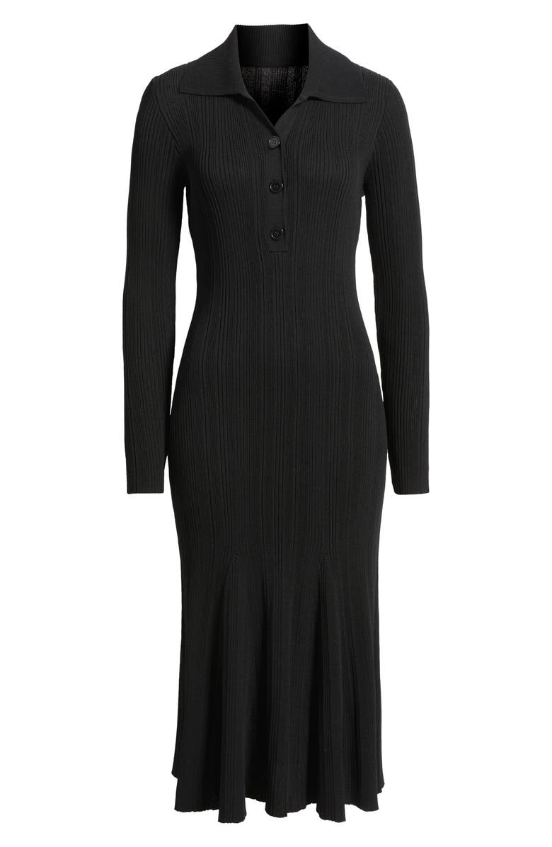 Julia Jordan Variegated Rib Long Sleeve Midi Sweater Dress, Alternate, color, Black