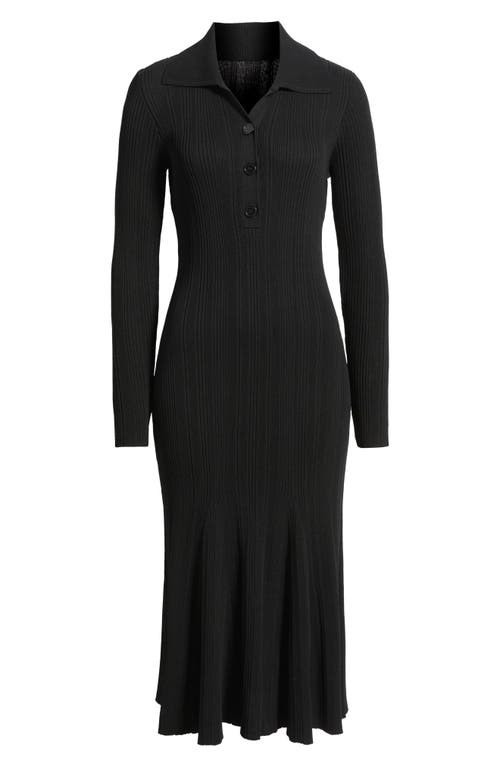 Julia Jordan Variegated Rib Long Sleeve Midi Sweater Dress In Black