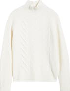 BOSS Hector Cable Virgin Wool & Silk Mock Neck Sweater
