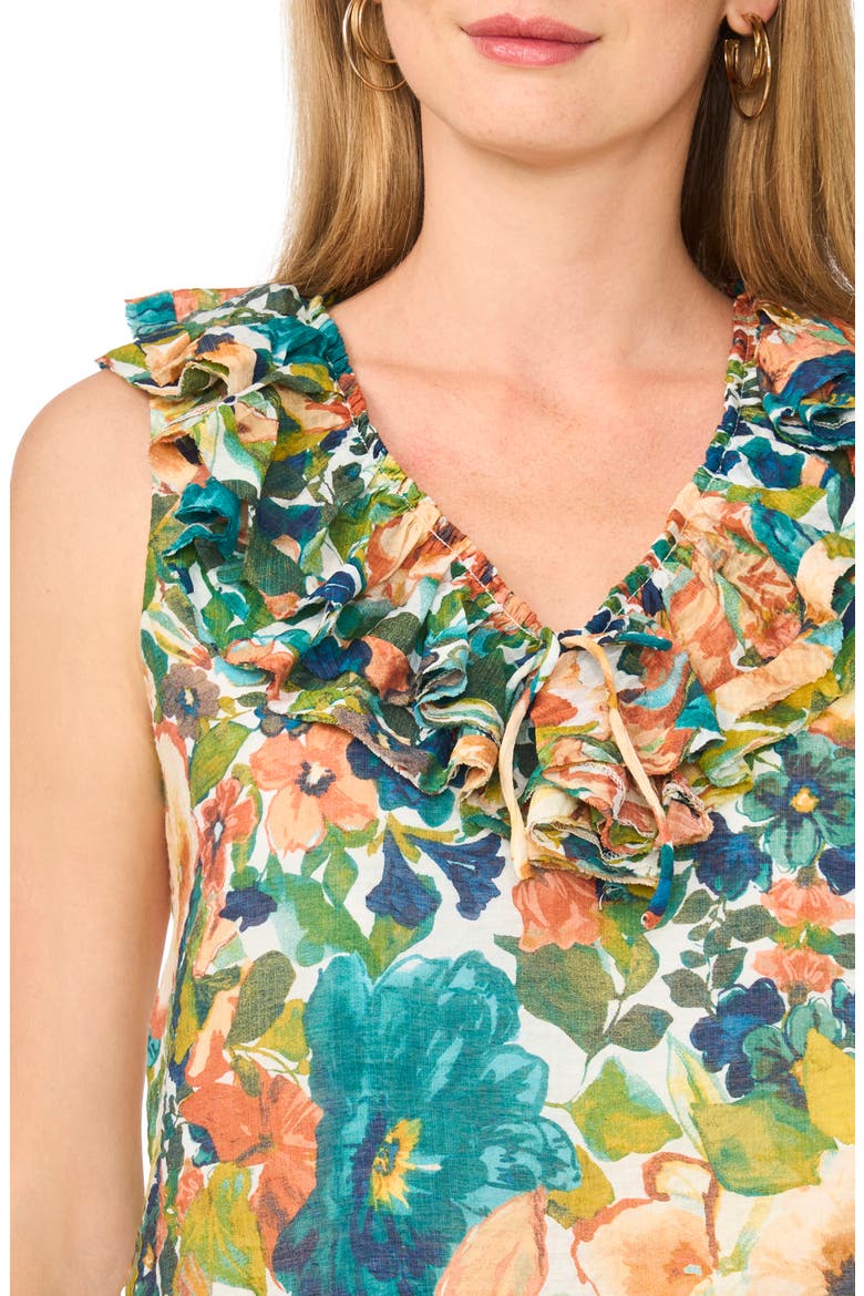 Floral Ruffle Collar Top, Alternate, color, SAILOR BLUE 486
